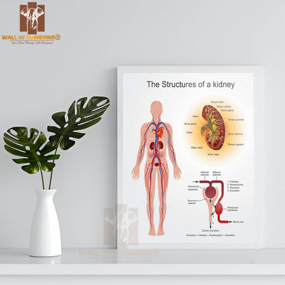 The Kidneys Are Bean-Shaped Organs That Serve Several Essential Regulatory Roles in Vertebrates Educational High Quality Glass Frame Wall Décor
