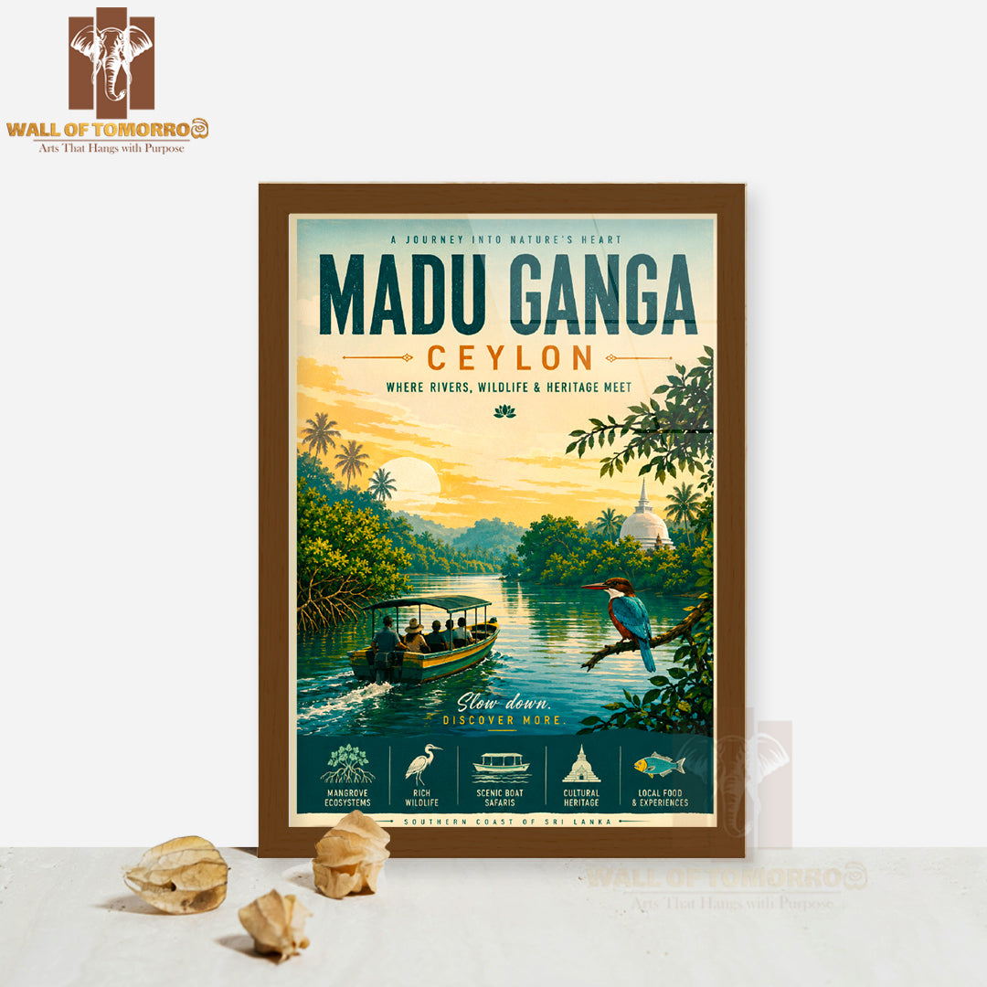 Ceylon Sri Lanka Madu Ganga Travel High Quality Glass Frame Wall Décor