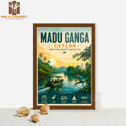 Ceylon Sri Lanka Madu Ganga Travel High Quality Glass Frame Wall Décor