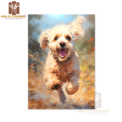 Painting Of a Dog Running in The Sand High Quality Unframed Poster Print & Waterproof Poster Print Wall Décor