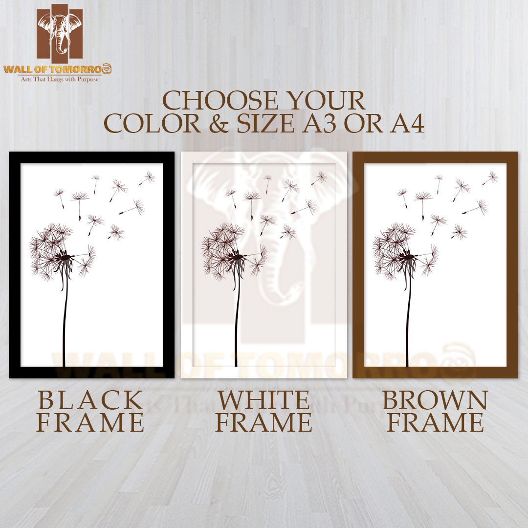 Dandelion Seeds Flying in the Wind High Quality Glass Frame Wall Décor