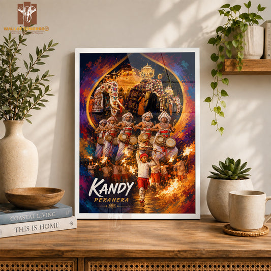 Kandy Perahera Sri Lanka Travel High Quality Glass Frame Wall Décor