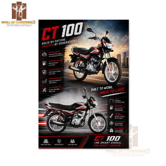 Bajaj CT 100 High Quality Unframed Poster Print & Waterproof Poster Print Wall Décor in Sri Lanka