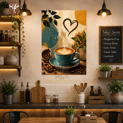 Coffee beans with coffee cup Kitchen & Restaurant High Quality Unframed Poster Print & Waterproof Poster Print Wall Décor in Sri Lanka