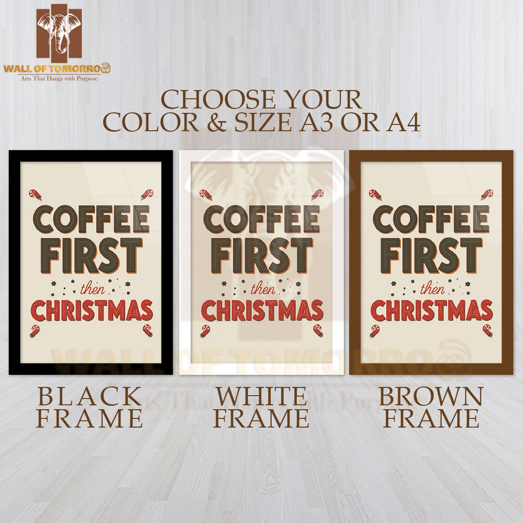 Funny Coffee Christmas Quote High Quality Glass Frame Wall Décor