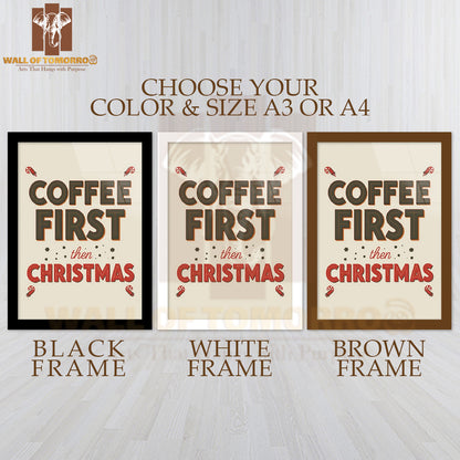 Funny Coffee Christmas Quote High Quality Glass Frame Wall Décor