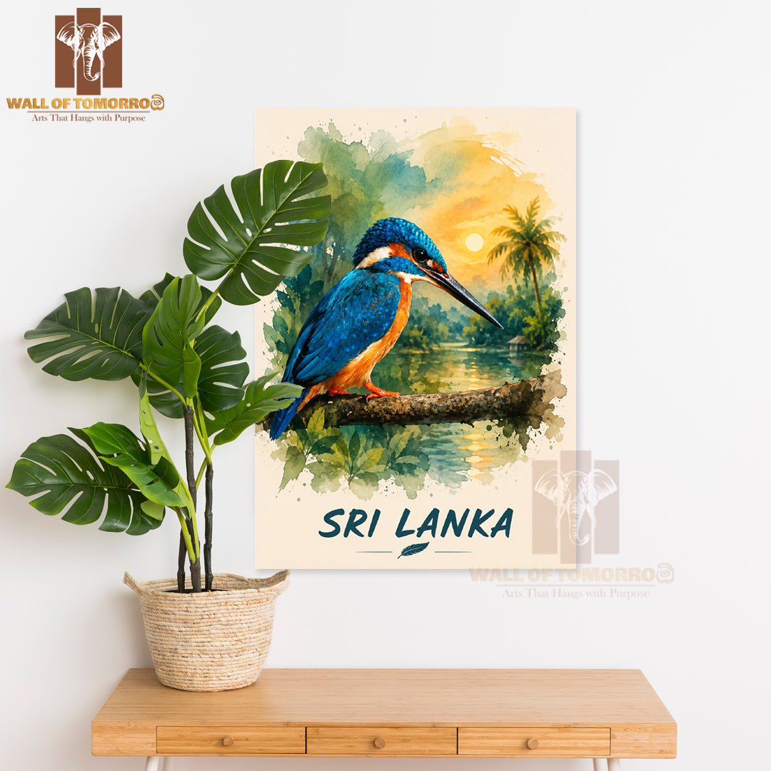 Kingfisher (Pilihuduwa) Sri Lanka Travel Animals High Quality Unframed Poster Print & Laminated Poster Print Wall Décor
