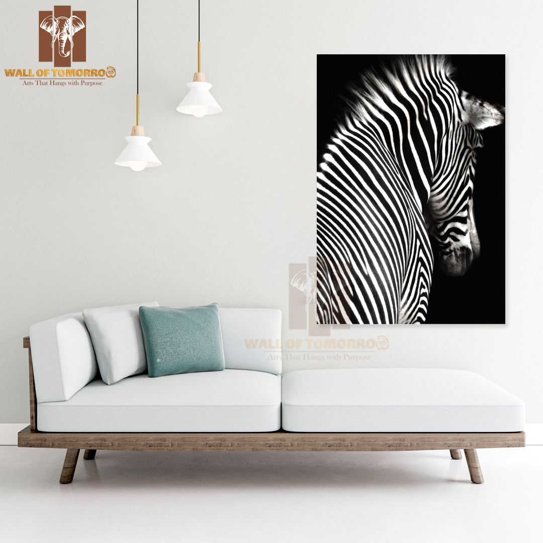 The Zebra is Facing Slightly Away From The Camera High Quality Unframed Poster Print & Waterproof Poster Print Wall Décor