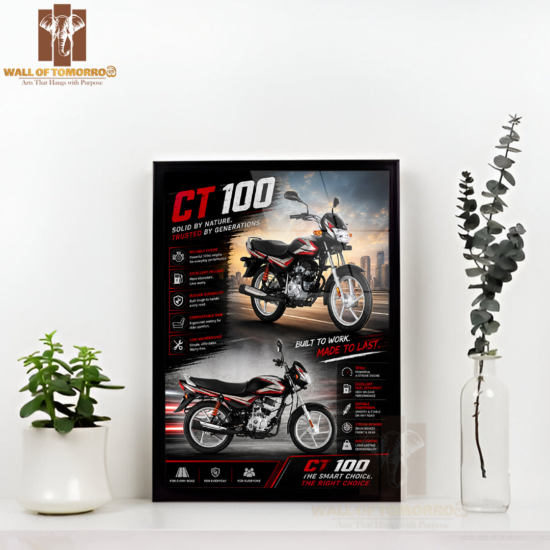 Bajaj CT 100 Bike High Quality Glass Frame Wall Décors in Sri Lanka