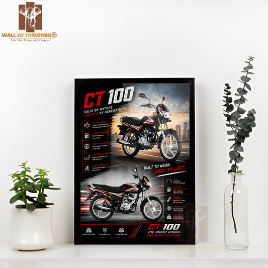 Bajaj CT 100 Bike High Quality Glass Frame Wall Décors in Sri Lanka