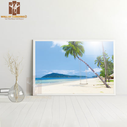 Beach With Coconut Palm and Sea High Quality Unframed Poster Print & Waterproof Poster Print Wall Décor