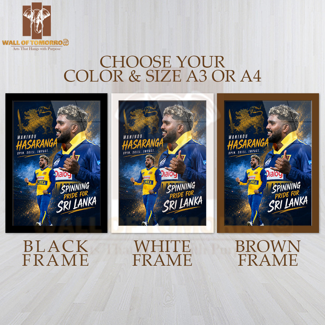 Sri Lankan Cricketer Wanindu Hasaranga Sports High Quality Glass Frame Wall Décor