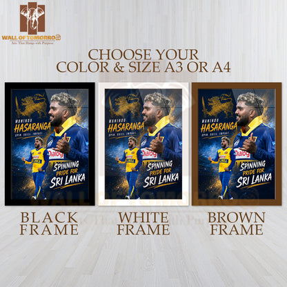 Sri Lankan Cricketer Wanindu Hasaranga Sports High Quality Glass Frame Wall Décor