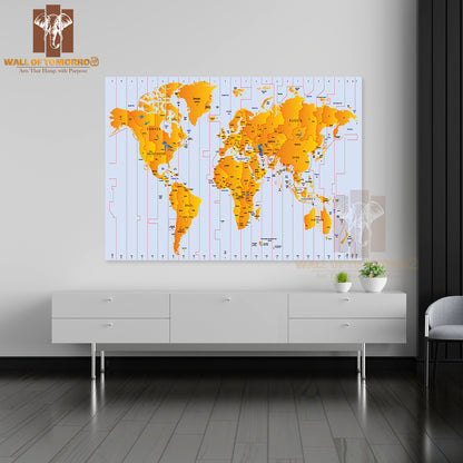 Time zone Map Educational High Quality Unframed Poster Print & Waterproof Poster Print Wall Décor