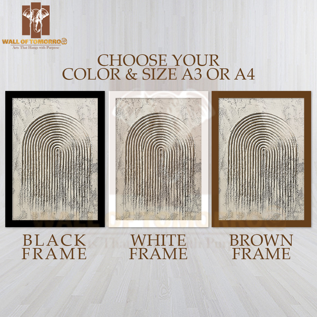 Arch Rhythm Neutral Art High Quality Glass Frame Wall Décor