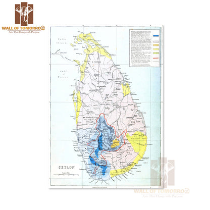 Ceylon Map 1880 High Quality Unframed Poster Print & Waterproof Poster Print Wall Décor in Sri Lanka