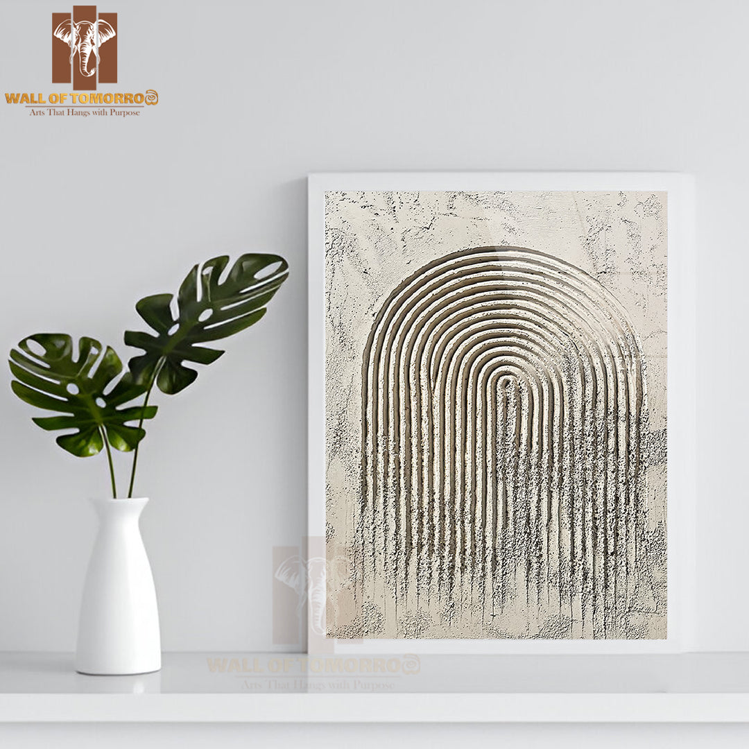Arch Rhythm Neutral Art High Quality Glass Frame Wall Décor