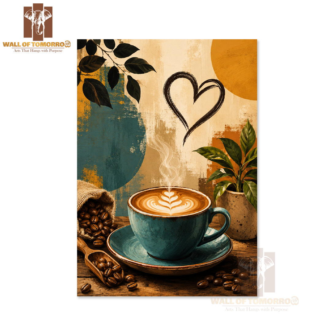 Coffee beans with coffee cup Kitchen & Restaurant High Quality Unframed Poster Print & Waterproof Poster Print Wall Décor in Sri Lanka