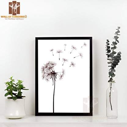 Dandelion Seeds Flying in the Wind High Quality Glass Frame Wall Décor