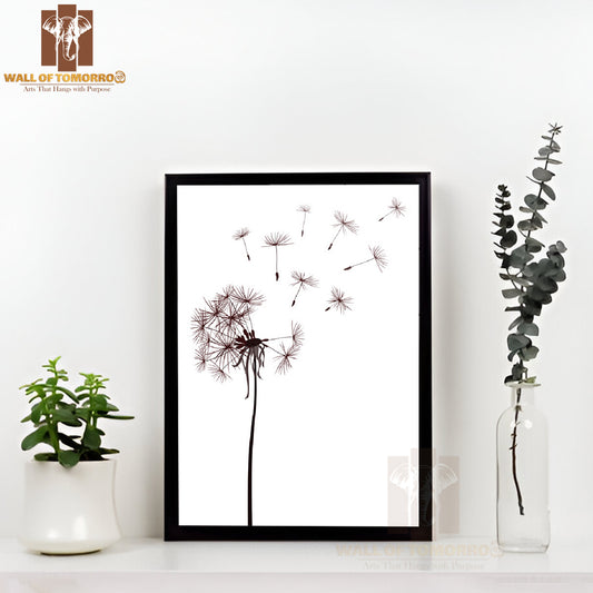 Dandelion Seeds Flying in the Wind High Quality Glass Frame Wall Décor