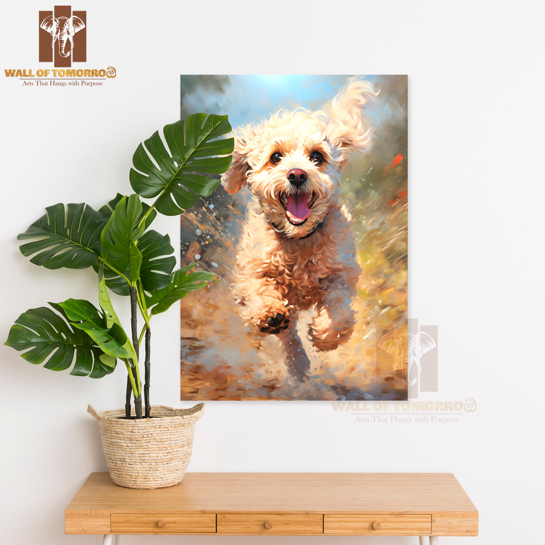 Painting Of a Dog Running in The Sand High Quality Unframed Poster Print & Waterproof Poster Print Wall Décor