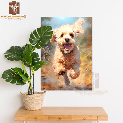 Painting Of a Dog Running in The Sand High Quality Unframed Poster Print & Waterproof Poster Print Wall Décor