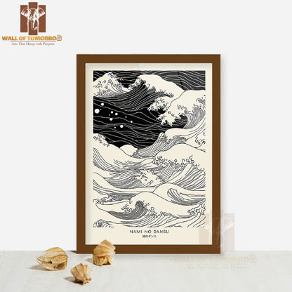 Nami No Dansu Japandi Elegance Art High Quality Glass Frame Wall Décor