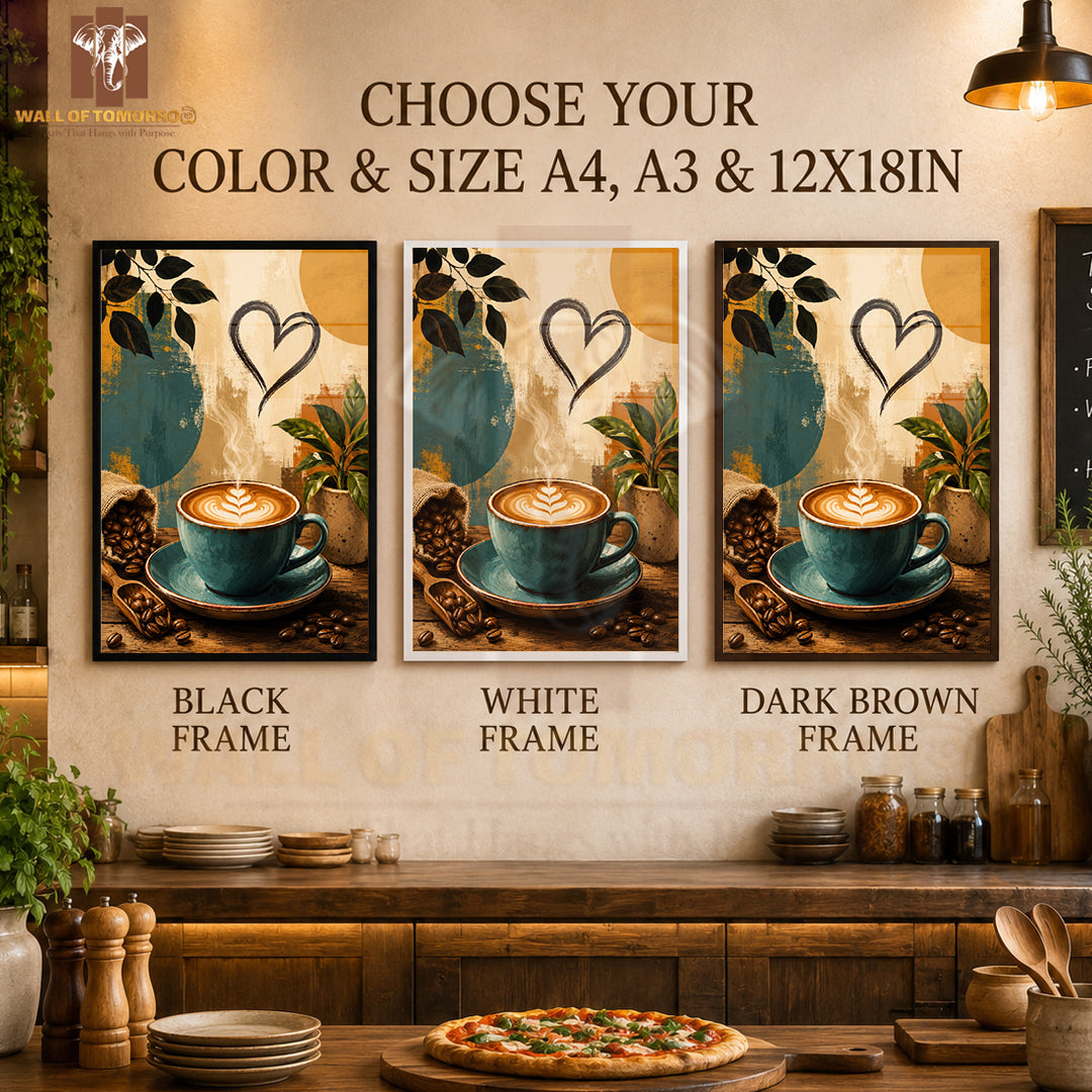 Coffee beans with coffee cup Kitchen & Restaurant High Quality Glass Frame Wall Décors in Sri Lanka