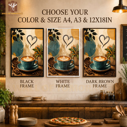 Coffee beans with coffee cup Kitchen & Restaurant High Quality Glass Frame Wall Décors in Sri Lanka