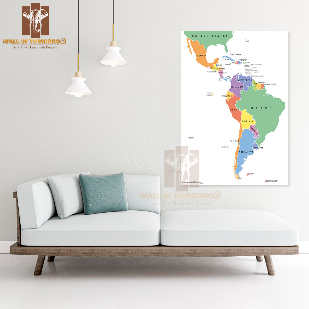Latin America Single States Political Map Educational High Quality Unframed Poster Print & Waterproof Poster Print Wall Décor