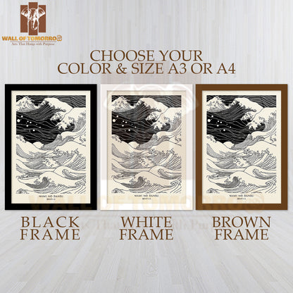 Nami No Dansu Japandi Elegance Art High Quality Glass Frame Wall Décor