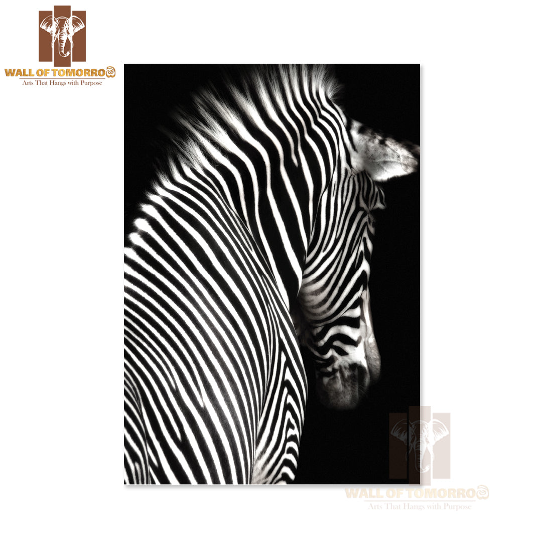 The Zebra is Facing Slightly Away From The Camera High Quality Unframed Poster Print & Waterproof Poster Print Wall Décor