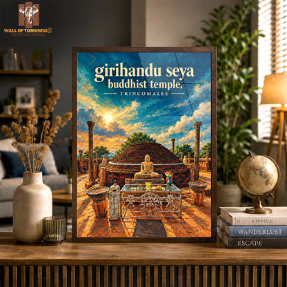 Girihandu Seya Buddhist Temple, Trincomalee Sri Lanka Travel High Quality Glass Frame Wall Décor