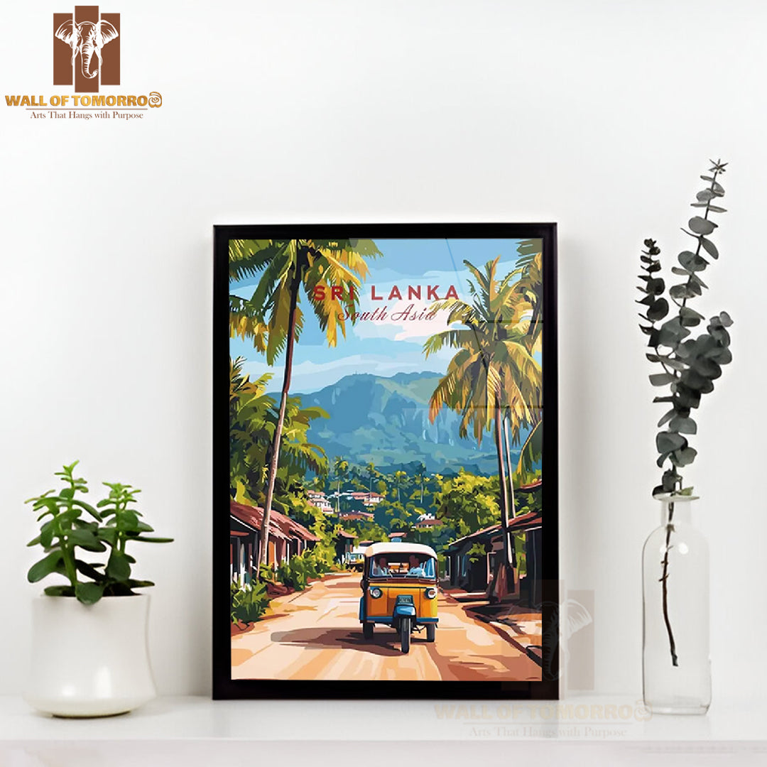 Sri Lanka Tuk-Tuk, South Asia Travel High Quality Glass Frame Wall Décor