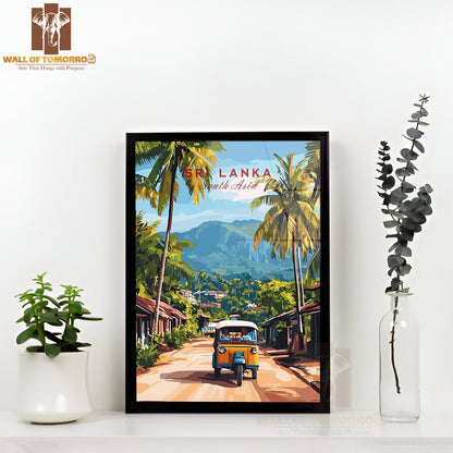 Sri Lanka Tuk-Tuk, South Asia Travel High Quality Glass Frame Wall Décor