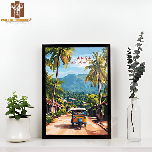 Sri Lanka Tuk-Tuk, South Asia Travel High Quality Glass Frame Wall Décor