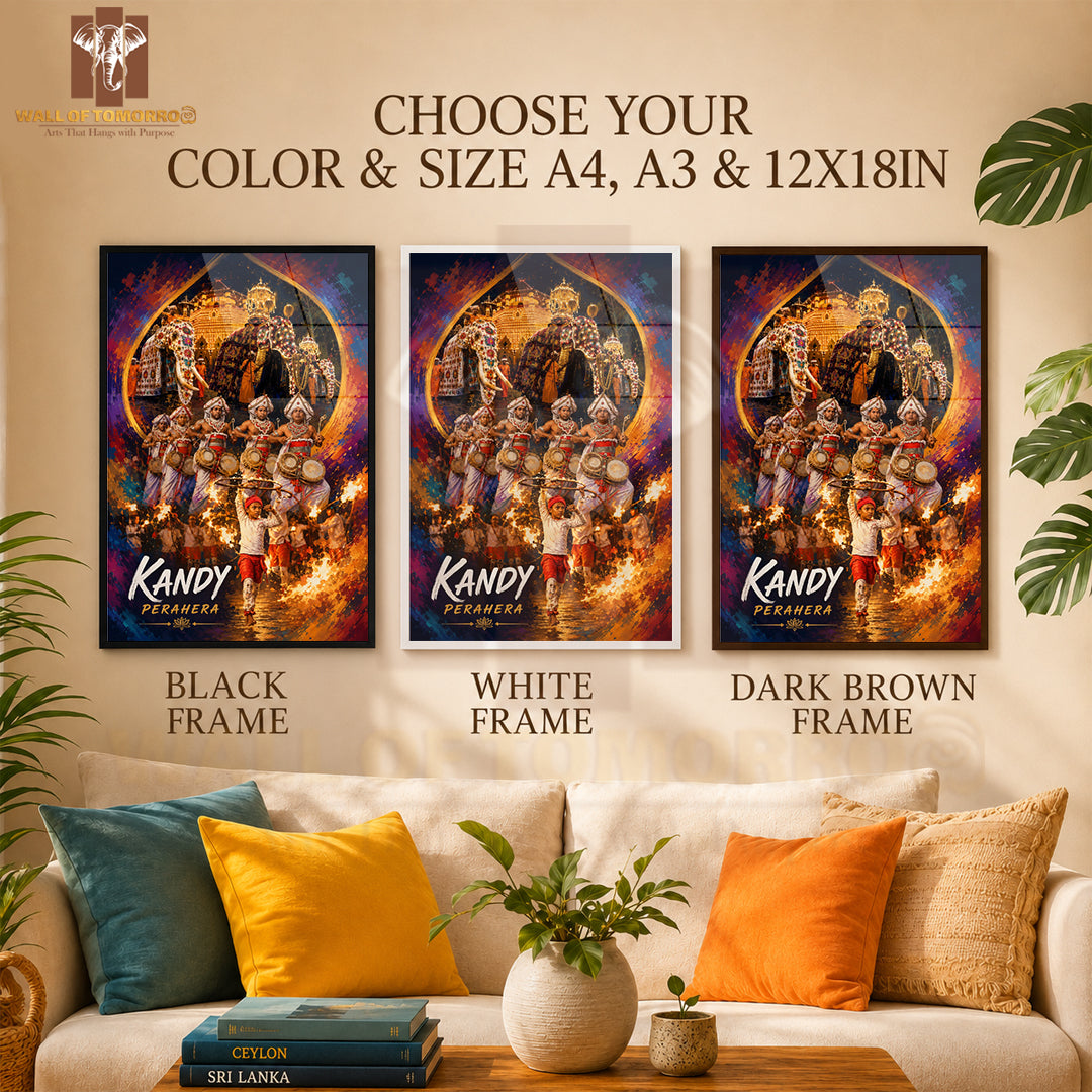 Kandy Perahera Sri Lanka Travel High Quality Glass Frame Wall Décor