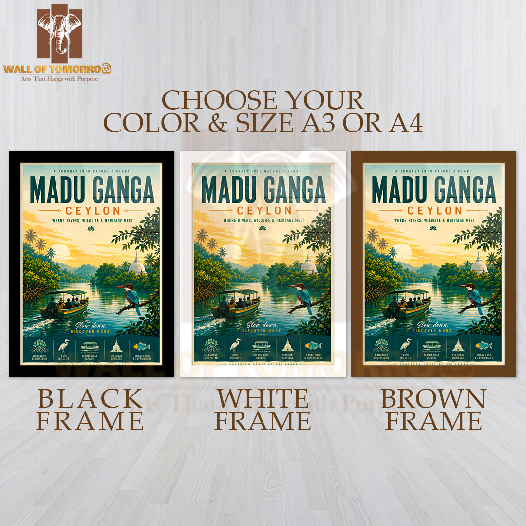 Ceylon Sri Lanka Madu Ganga Travel High Quality Glass Frame Wall Décor