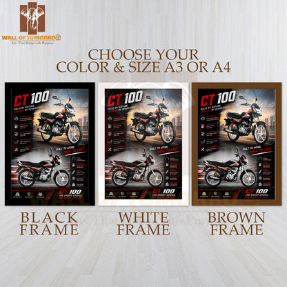 Bajaj CT 100 Bike High Quality Glass Frame Wall Décors in Sri Lanka