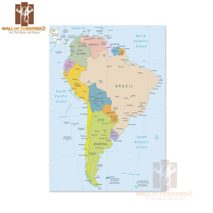 South America Highly Detailed Map Educational High Quality Unframed Poster Print & Waterproof Poster Print Wall Décor