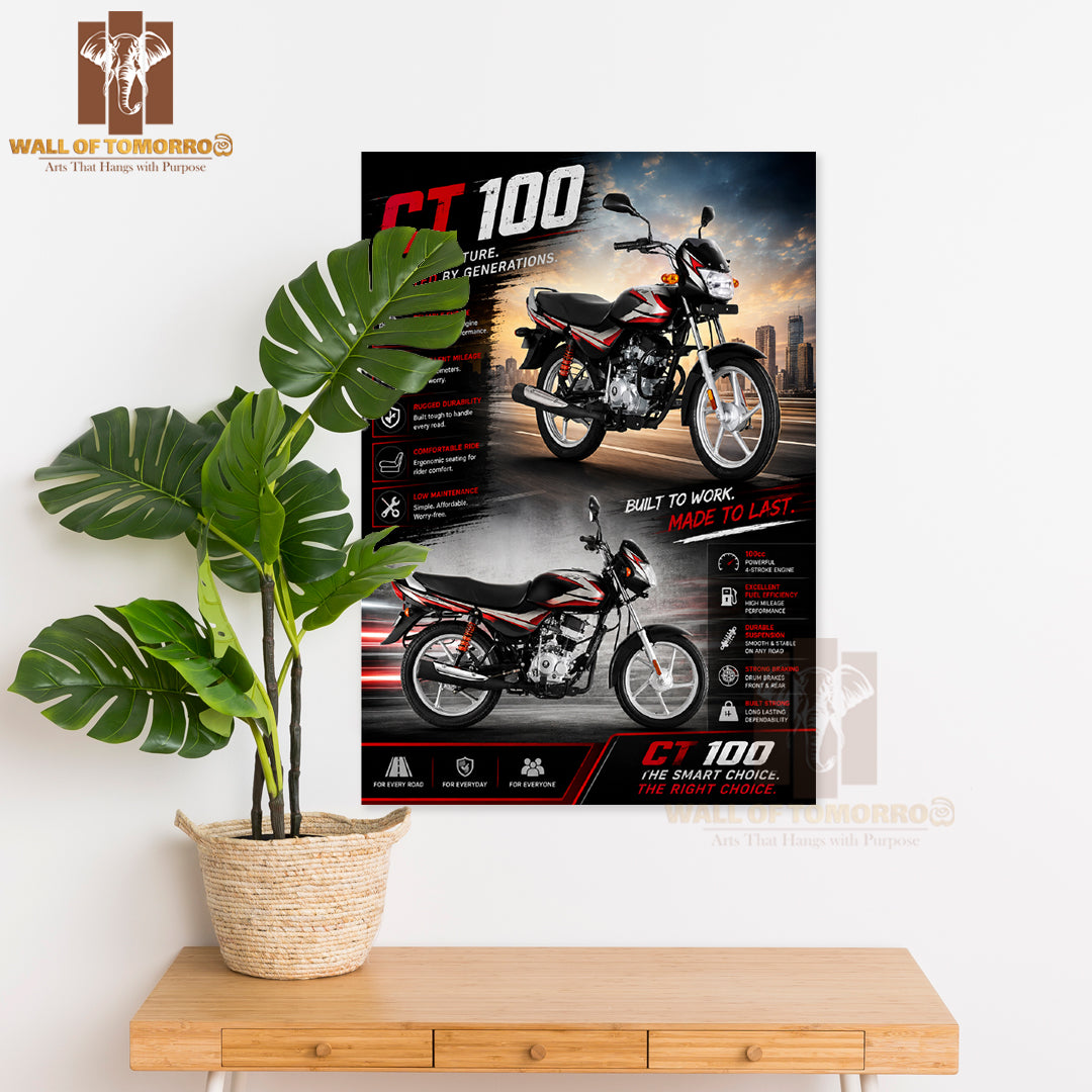 Bajaj CT 100 High Quality Unframed Poster Print & Waterproof Poster Print Wall Décor in Sri Lanka