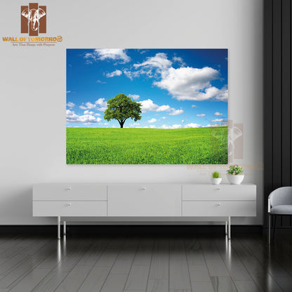 Nature Green Tree in A Field High Quality Unframed Poster Print & Waterproof Poster Print Wall Décor