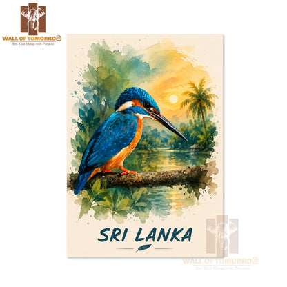 Kingfisher (Pilihuduwa) Sri Lanka Travel Animals High Quality Unframed Poster Print & Laminated Poster Print Wall Décor