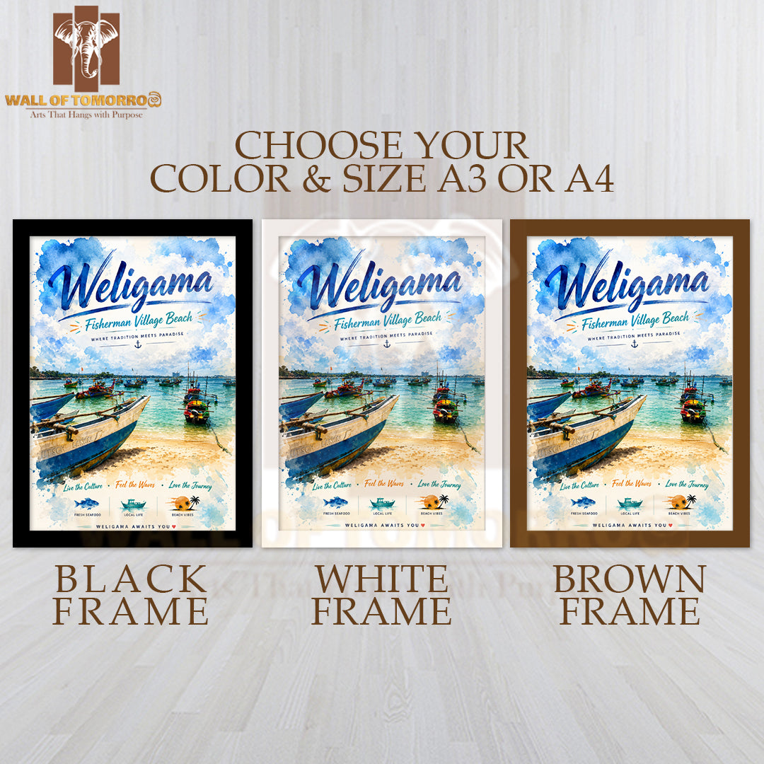 Weligama Fisherman Village Beach Sri Lanka Travel High Quality Glass Frame Wall Décor