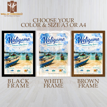 Weligama Fisherman Village Beach Sri Lanka Travel High Quality Glass Frame Wall Décor