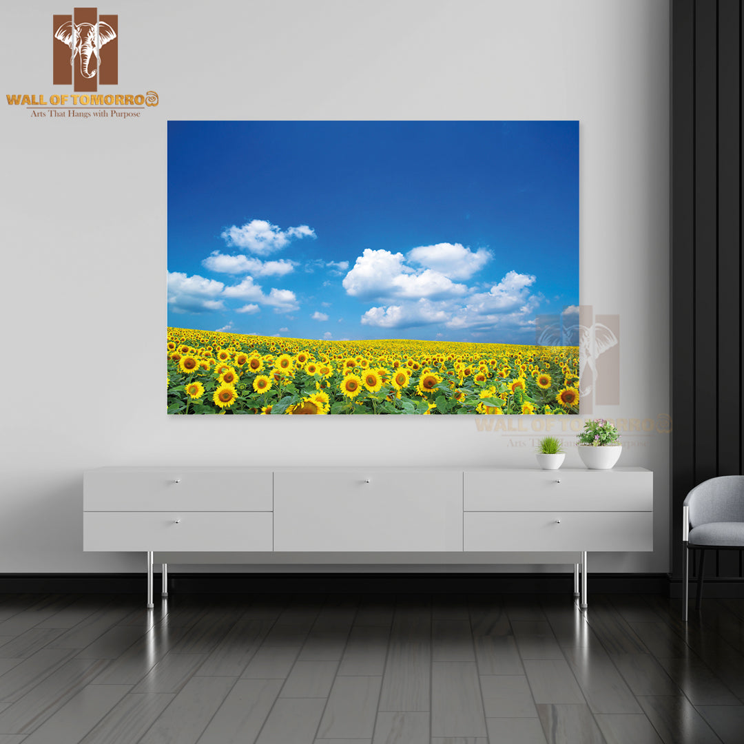 Sunflowers On a Blue Sky High Quality Unframed Poster Print & Waterproof Poster Print Wall Décor