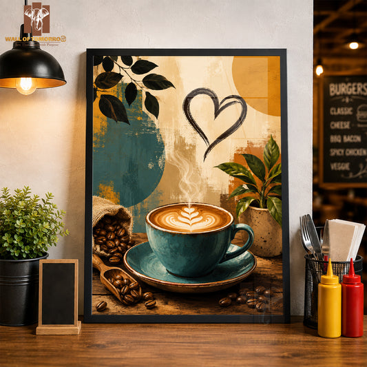 Coffee beans with coffee cup Kitchen & Restaurant High Quality Glass Frame Wall Décors in Sri Lanka