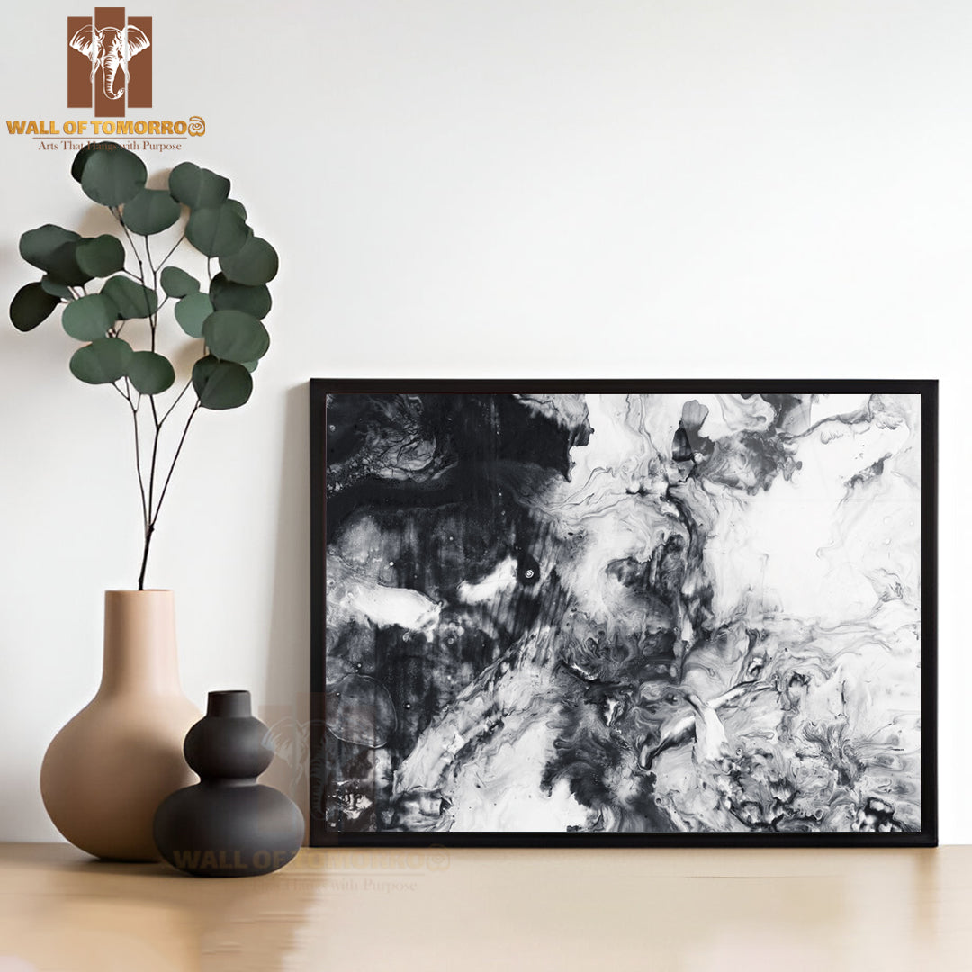 Abstract Hand Painted Black and White High Quality Unframed Poster Print & Waterproof Poster Print Wall Décor