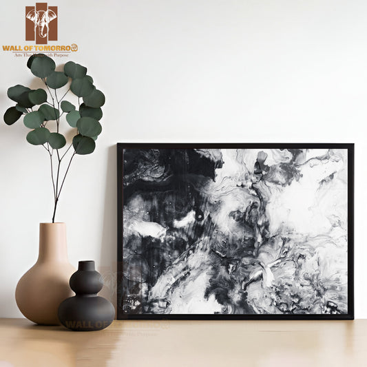 Abstract Hand Painted Black and White High Quality Unframed Poster Print & Waterproof Poster Print Wall Décor