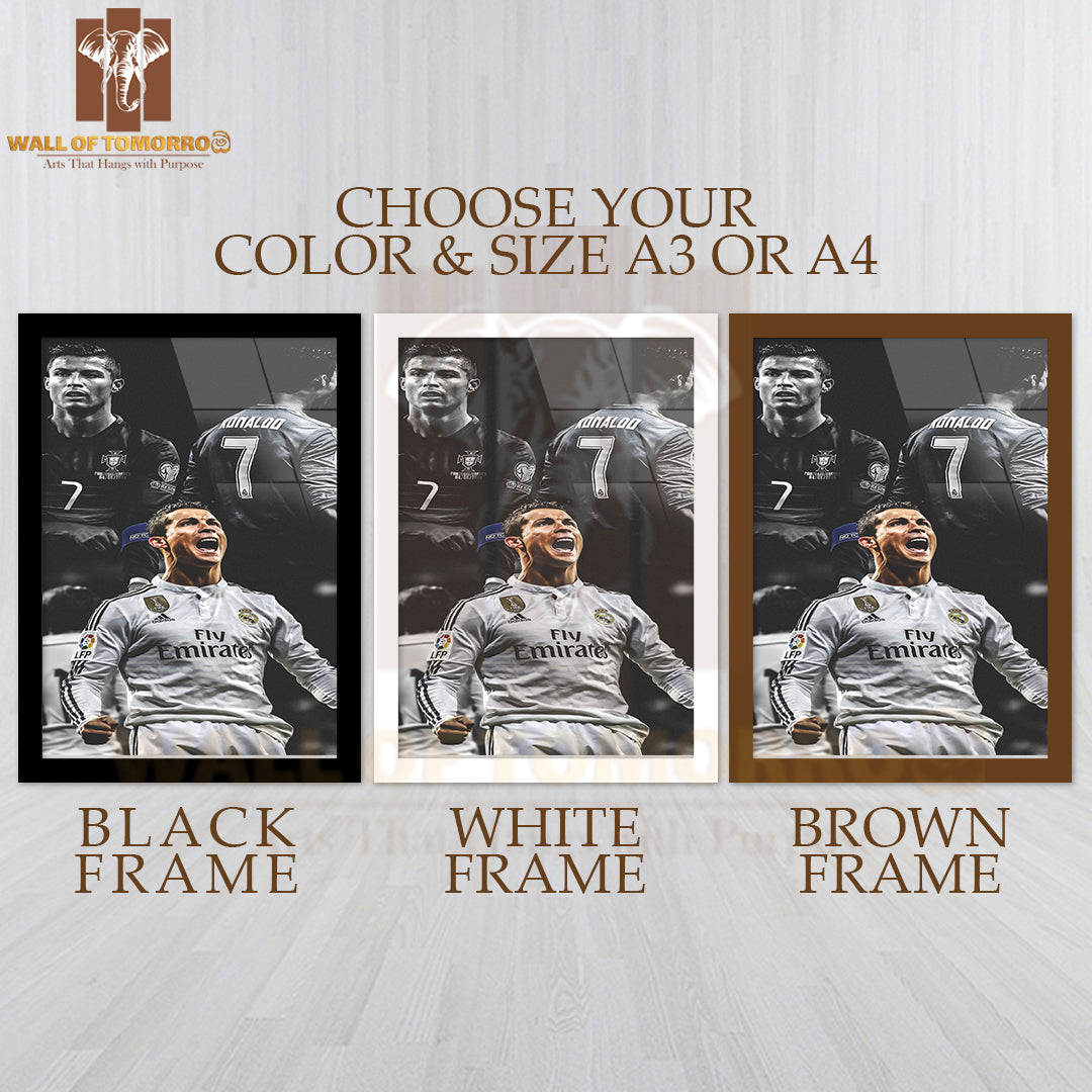 Famous Soccer Player Skill on the Field Sports High Quality Glass Frame Wall Décor